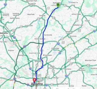 From Alpharetta via US-19/GA-400