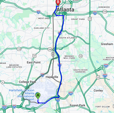 From the Airport via I-75/I-85